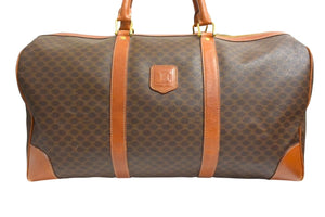 CELINE セリーヌ ボストンバッグ ブラウン PVC レザー ゴールド金具 美品 中古 4b003533