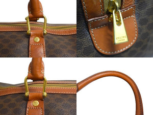CELINE セリーヌ ボストンバッグ ブラウン PVC レザー ゴールド金具 美品 中古 4b003533