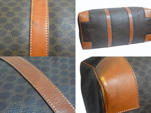 CELINE セリーヌ ボストンバッグ ブラウン PVC レザー ゴールド金具 美品 中古 4b003533