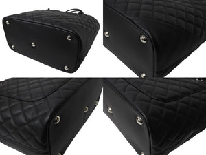 極美品 CHANEL シャネル カンボンライン ラージトートバッグ 15番台 A25169 ココマーク カーフスキン パテントレザー ブラック 中古 4b003534