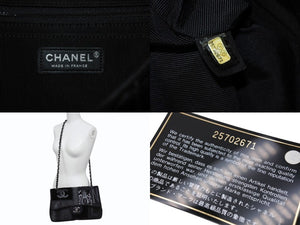 新品同様 CHANEL シャネル デカマトラッセ30 ラージ パッチワークレザー Sフラップ Wチェーン ショルダーバッグ 25番台 ブラック 中古 4b003535