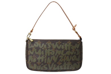 極美品 LOUIS VUITTON ルイヴィトン ポシェットアクセソワールモノグラムグラフィティ M92191 ハンドバッグ カーキ 中古 4b003539