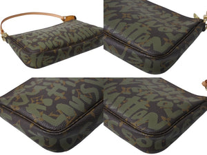 極美品 LOUIS VUITTON ルイヴィトン ポシェットアクセソワールモノグラムグラフィティ M92191 ハンドバッグ カーキ 中古 4b003539