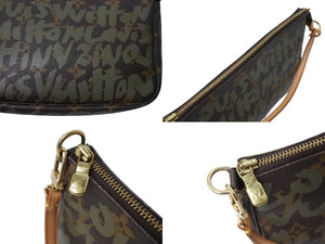 極美品 LOUIS VUITTON ルイヴィトン ポシェットアクセソワールモノグラムグラフィティ M92191 ハンドバッグ カーキ 中古 4b003539