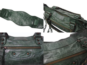 BALENCIAGA バレンシアガ ザ ファースト 2WAY ショルダーバッグ 103208・213048 グリーン レザー ハンドバッグ 良品 中古 4b003541