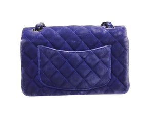 CHANEL シャネル ミニマトラッセ20 Sフラップ Sチェーンショルダーバッグ 20番台 ココマーク ベロア ブルー ブラック金具 良品 中古 4b003542
