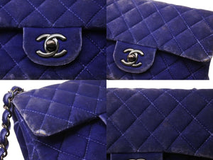 CHANEL シャネル ミニマトラッセ20 Sフラップ Sチェーンショルダーバッグ 20番台 ココマーク ベロア ブルー ブラック金具 良品 中古 4b003542