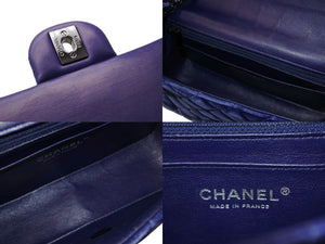 CHANEL シャネル ミニマトラッセ20 Sフラップ Sチェーンショルダーバッグ 20番台 ココマーク ベロア ブルー ブラック金具 良品 中古 4b003542