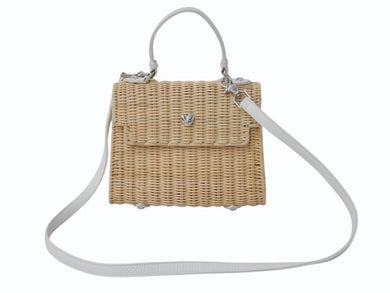 CHROME HEARTS クロムハーツ ドーリーストロー 2WAY ハンドバッグ ハート クロスボール 籐製 レザー シルバー925 美品 中古 4b003546