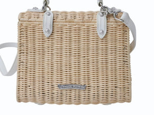 CHROME HEARTS クロムハーツ ドーリーストロー 2WAY ハンドバッグ ハート クロスボール 籐製 レザー シルバー925 美品 中古 4b003546