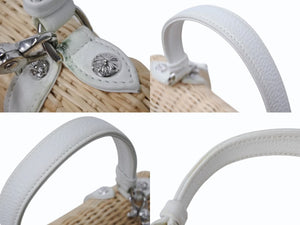 CHROME HEARTS クロムハーツ ドーリーストロー 2WAY ハンドバッグ ハート クロスボール 籐製 レザー シルバー925 美品 中古 4b003546