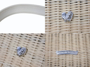CHROME HEARTS クロムハーツ ドーリーストロー 2WAY ハンドバッグ ハート クロスボール 籐製 レザー シルバー925 美品 中古 4b003546