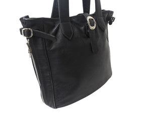 CHROME HEARTS クロムハーツ ガンスリンガー ビジネストートバッグ レザー シルバー925 ブラック 美品 中古 4b003548 