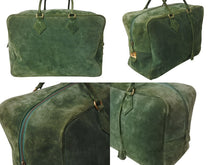 Load image into Gallery viewer, HERMES エルメス プリュム45 ボストンバッグ ハンドバッグ ドブリス ヴォーベロア スウェード グリーン 刻印不鮮明 GD金具 美品 中古 4b003550