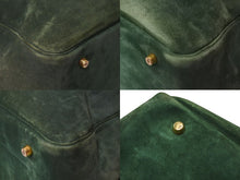 Load image into Gallery viewer, HERMES エルメス プリュム45 ボストンバッグ ハンドバッグ ドブリス ヴォーベロア スウェード グリーン 刻印不鮮明 GD金具 美品 中古 4b003550