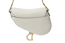 Load image into Gallery viewer, Christian Dior クリスチャンディオール サドル ミニ ハンドバッグ M0447CBAA ホワイト レザー ゴールド金具 ロゴ 美品 中古 4b003551