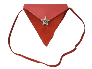 極美品 CHROME HEARTS クロムハーツ 5PT ラージスター ショルダーバッグ レッド ベロア レザー シルバー925 中古 4b003554