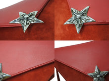 Load image into Gallery viewer, 極美品 CHROME HEARTS クロムハーツ 5PT ラージスター ショルダーバッグ レッド ベロア レザー シルバー925 中古 4b003554