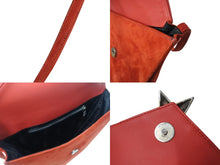 Load image into Gallery viewer, 極美品 CHROME HEARTS クロムハーツ 5PT ラージスター ショルダーバッグ レッド ベロア レザー シルバー925 中古 4b003554