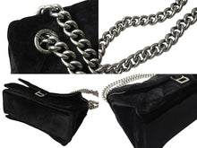 Load image into Gallery viewer, 極美品 BALENCIAGA バレンシアガ クラッシュ チェーン ショルダーバッグ ミディアム ブラック ベロア 716393 シルバー金具 ロゴ 中古 4b003556