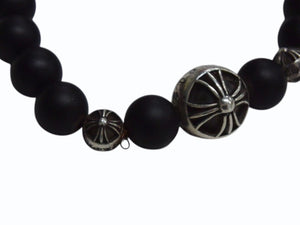 CHROME HEARTS クロムハーツ ビーズブレス ブレスレット オニキス シルバー925 ブラックシルバー925 サイズ8mm 美品 中古 4b003564 