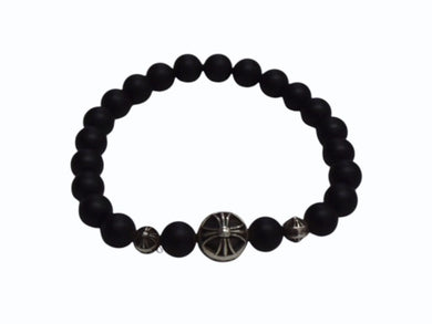 CHROME HEARTS クロムハーツ ビーズブレス ブレスレット オニキス シルバー925 ブラックシルバー925 サイズ8mm 美品 中古 4b003564 