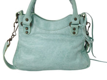 Load image into Gallery viewer, BALENCIAGA バレンシアガ サック クラシック ミニ 2WAY ミニバッグ ターコイズブルー アンティークゴールド金具 美品 中古 4b003568