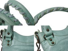 Load image into Gallery viewer, BALENCIAGA バレンシアガ サック クラシック ミニ 2WAY ミニバッグ ターコイズブルー アンティークゴールド金具 美品 中古 4b003568