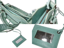 Load image into Gallery viewer, BALENCIAGA バレンシアガ サック クラシック ミニ 2WAY ミニバッグ ターコイズブルー アンティークゴールド金具 美品 中古 4b003568