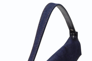 新品未使用 FENDI フェンディ マンマバケット ワンショルダーバッグ 26424 デニム レザー インディゴブルー シルバー金具 中古 4b003569
