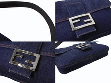 Load image into Gallery viewer, 新品未使用 FENDI フェンディ マンマバケット ワンショルダーバッグ 26424 デニム レザー インディゴブルー シルバー金具 中古 4b003569