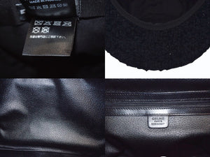 極美品 CHANEL シャネル ツイード キャップ ハット 帽子 AA8562 サイズM ココマーク ブラック 刺繍 中古 4b003573