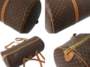 CELINE セリーヌ マカダム 2WAYバッグ ショルダーバッグ ボストンバッグ ハンドバッグ PVC レザー ブラウン ゴールド 美品 中古 4b003576