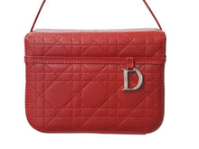 Load image into Gallery viewer, CHRISTIAN DIOR クリスチャンディオール カナージュ バニティバッグ ミニ ハンドバッグ レザー レッド シルバー金具 美品 中古 4b003577