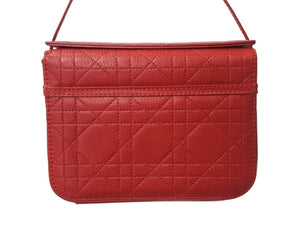 CHRISTIAN DIOR クリスチャンディオール カナージュ バニティバッグ ミニ ハンドバッグ レザー レッド シルバー金具 美品 中古 4b003577