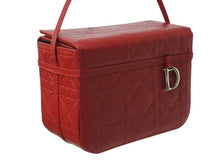 Load image into Gallery viewer, CHRISTIAN DIOR クリスチャンディオール カナージュ バニティバッグ ミニ ハンドバッグ レザー レッド シルバー金具 美品 中古 4b003577