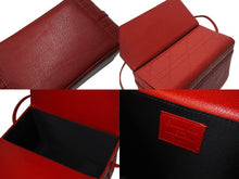 Load image into Gallery viewer, CHRISTIAN DIOR クリスチャンディオール カナージュ バニティバッグ ミニ ハンドバッグ レザー レッド シルバー金具 美品 中古 4b003577