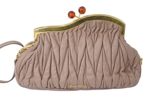 MIUMIU ミュウミュウ ハンドバッグ ショルダーバッグ 2way レザー ピンク ゴールド金具 美品 中古 4b003578