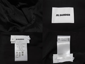 極美品 JIL SANDER ジルサンダー 21AW ウール ノーカラー ジャケット JSPS190015 ブラック サイズ34 中古 4b003581