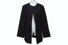 Load image into Gallery viewer, 極美品 JIL SANDER ジルサンダー 21AW ウール ノーカラー ジャケット JSPS190015 ブラック サイズ34 中古 4b003581