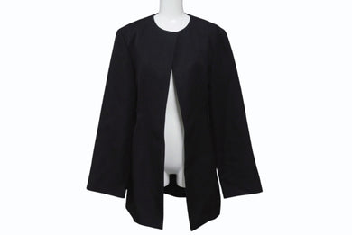 極美品 JIL SANDER ジルサンダー 21AW ウール ノーカラー ジャケット JSPS190015 ブラック サイズ34 中古 4b003581