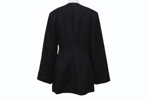 極美品 JIL SANDER ジルサンダー 21AW ウール ノーカラー ジャケット JSPS190015 ブラック サイズ34 中古 4b003581