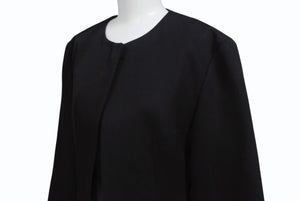 極美品 JIL SANDER ジルサンダー 21AW ウール ノーカラー ジャケット JSPS190015 ブラック サイズ34 中古 4b003581