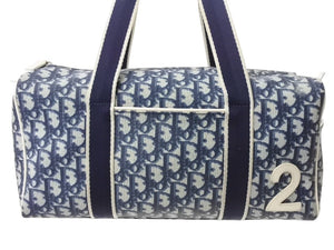 CHRISTIAN DIOR クリスチャンディオール トロッター柄 ミニボストンバッグ ハンドバッグ ナンバー2 MU0901 ネイビー 美品 中古 4b003586