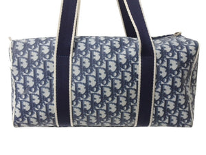 CHRISTIAN DIOR クリスチャンディオール トロッター柄 ミニボストンバッグ ハンドバッグ ナンバー2 MU0901 ネイビー 美品 中古 4b003586