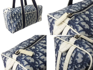 CHRISTIAN DIOR クリスチャンディオール トロッター柄 ミニボストンバッグ ハンドバッグ ナンバー2 MU0901 ネイビー 美品 中古 4b003586