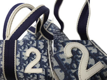 Load image into Gallery viewer, CHRISTIAN DIOR クリスチャンディオール トロッター柄 ミニボストンバッグ ハンドバッグ ナンバー2 MU0901 ネイビー 美品 中古 4b003586