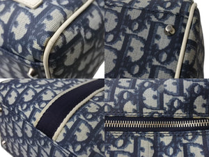 CHRISTIAN DIOR クリスチャンディオール トロッター柄 ミニボストンバッグ ハンドバッグ ナンバー2 MU0901 ネイビー 美品 中古 4b003586