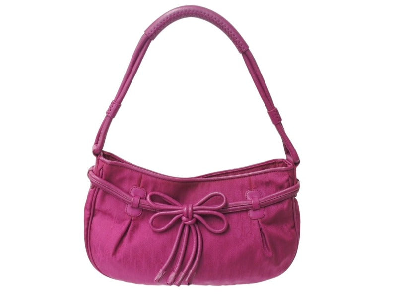 極美品 ChristianDior クリスチャンディオール トロッター ハンドバッグ レザー ジャガード パープル ピンク シルバー金具 中古 4b003588