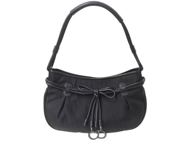 極美品 Christian Dior クリスチャンディオール トロッター柄 ワンショルダーバッグ 05-EO-1017 ジャガード レザー ブラック 中古 4b003589